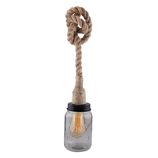 Mason Jar hanging hemp rope light, Edison Vintage lamp, E27 Holder, Decorative, Urban Retro style