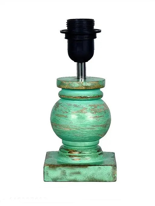 Small Table Lamp for Bedroom Green Distress Living Room Simple Retro Wood Grain Farmhouse Bedside Lamps Suitable for Nightstand, Gift, Trophy, Jute Shade