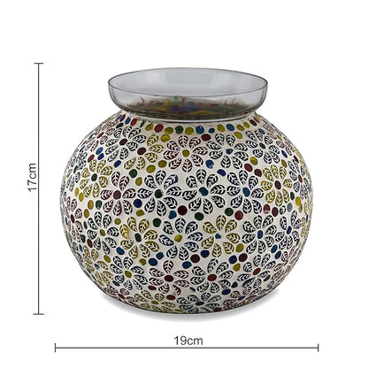 Persian Mosaic Leafy Glass Table Lamp, Desk Bedside Lamp Multicolor Light