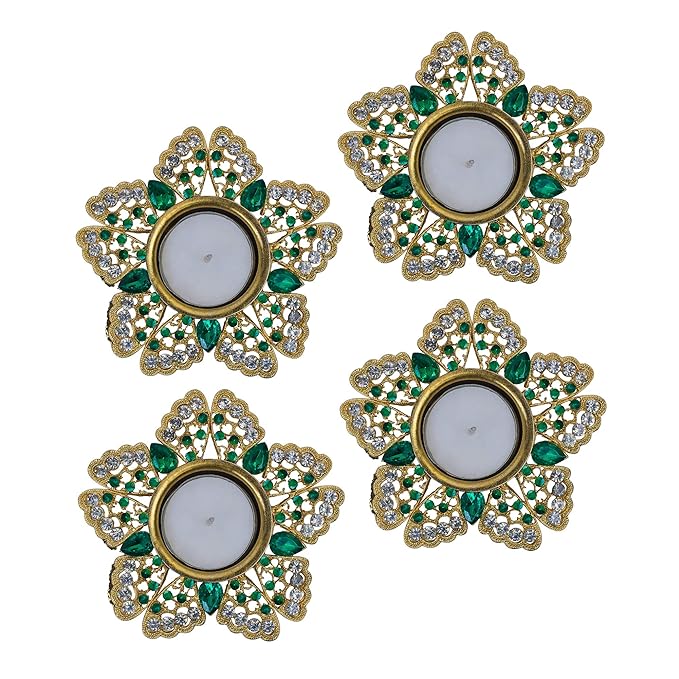 Crystal Butterfly Tea Light Candle Holders, Decorative Diya for Wedding Coffee Table,Small 4" Dia