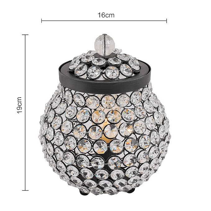 Cauldron of Light, 192 Black Crystal Lamp, Decorative Table lamp