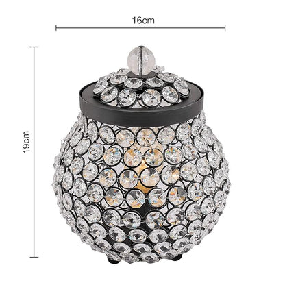 Cauldron of Light, 192 Black Crystal Lamp, Decorative Table lamp