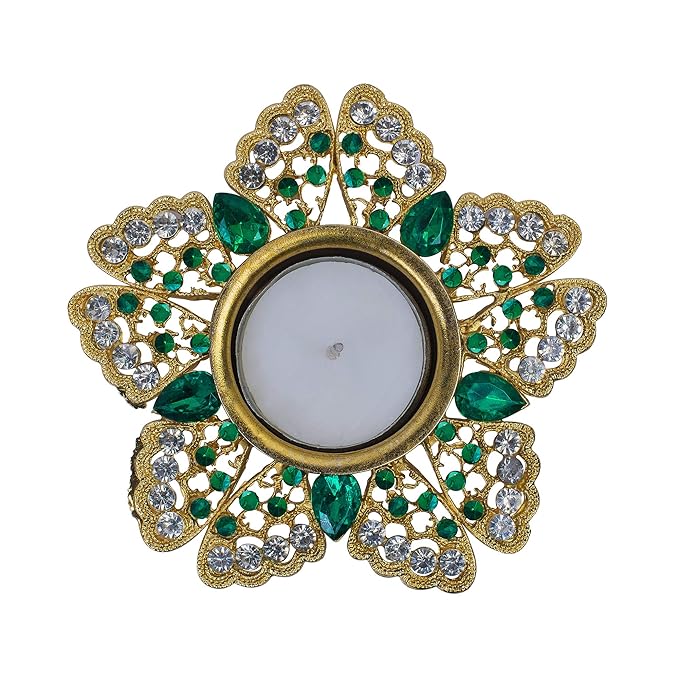 Crystal Butterfly Tea Light Candle Holders, Decorative Diya for Wedding Coffee Table,Small 4" Dia