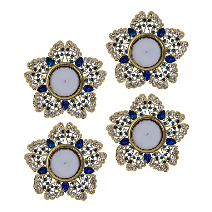 Crystal Butterfly Tea Light Candle Holders, Decorative Diya for Wedding Coffee Table,Small 4" Dia