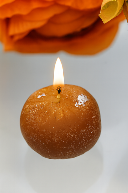 Premium Ladoo Candle, Hand Poured, Motichur Laddoo Candles, Diwali Gift Pack Decorative Scented Candle 100% Paraffin Wax, Set of 4