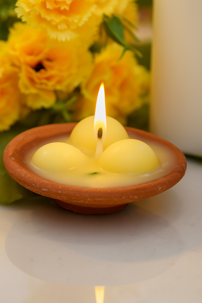 Premium Ladoo Candle, Hand Poured, Motichur Laddoo Candles, Diwali Gift Pack Decorative Scented Candle 100% Paraffin Wax, Set of 4