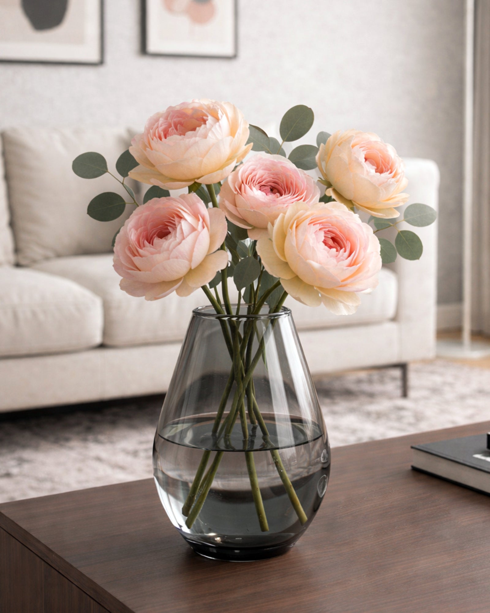 Pitcher Flower Vase for Flower Plants Glass Vase Pot for Living Room Home Decor Dining Table Decoration Water Plants Bedroom Hall Aesthetic House Warming Gift, Classic Urn, Smoky