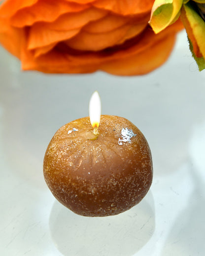 Premium Ladoo Candle, Hand Poured, Motichur Laddoo Candles, Diwali Gift Pack Decorative Scented Candle 100% Paraffin Wax, Set of 4