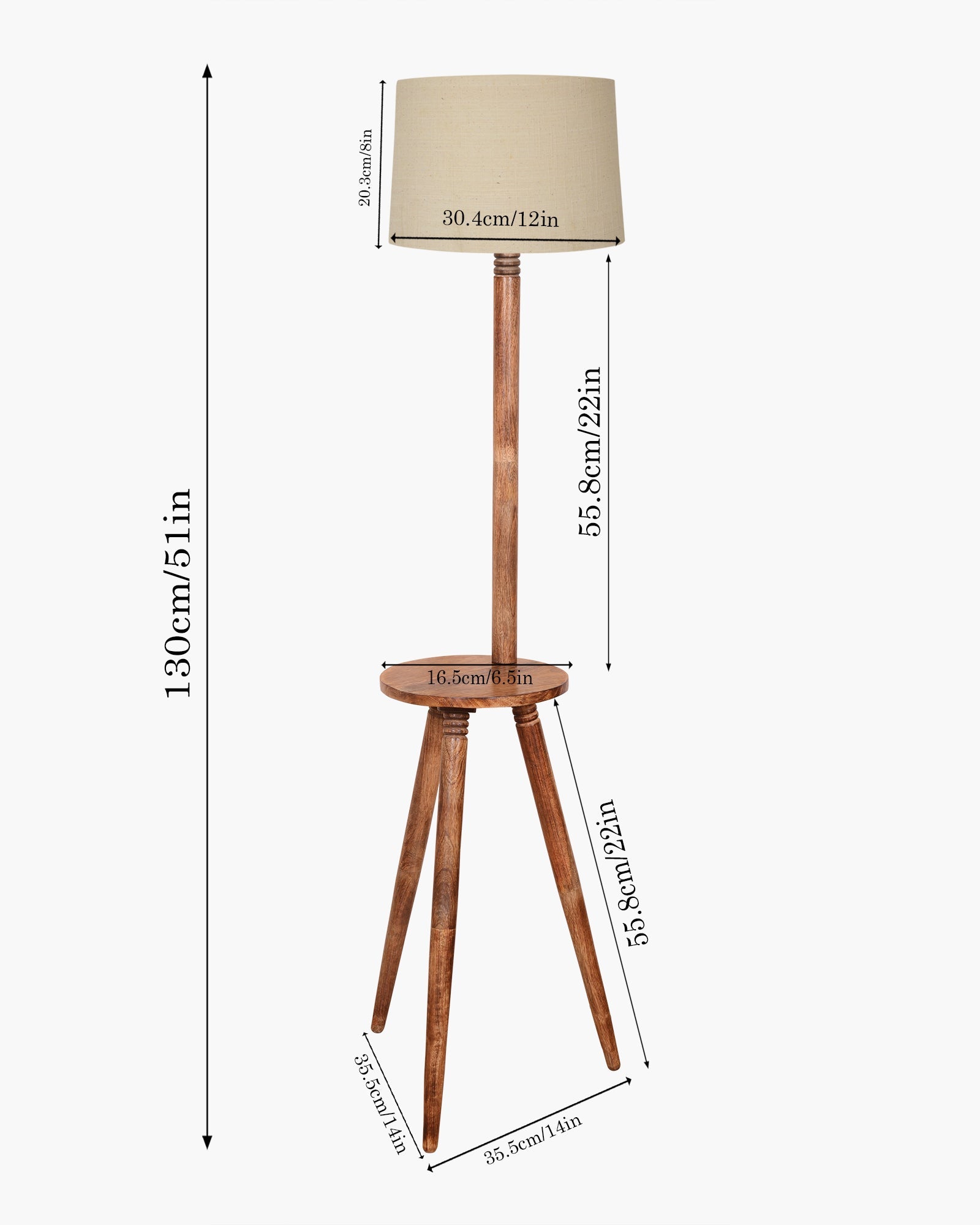 Table,Tripod Wooden Floor Lamp, Mid Century Standing Lamp, E27 Lamp Base, With Shade Modern Design Floor Reading Lamp for Living Room Bedroom, Study Room and Office