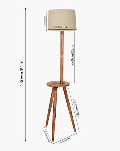 Table,Tripod Wooden Floor Lamp, Mid Century Standing Lamp, E27 Lamp Base, With Shade Modern Design Floor Reading Lamp for Living Room Bedroom, Study Room and Office