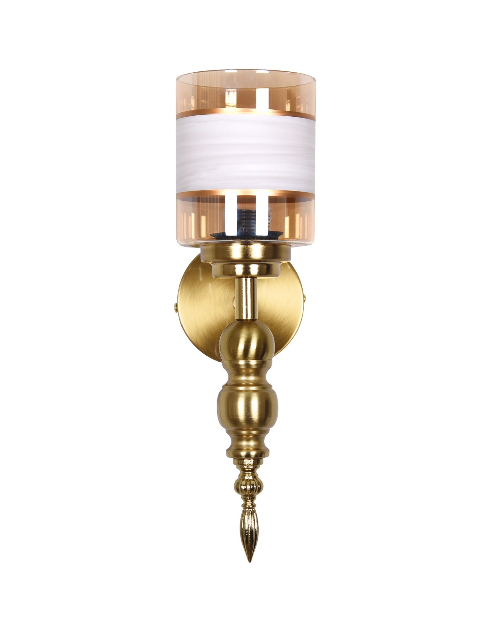 Mid-Century Modern Metal and Glass Wall Light, Brushed Gold, Lamp Fixture for Bedroom Vanity Bathroom Hotel, Wall Scone Torch