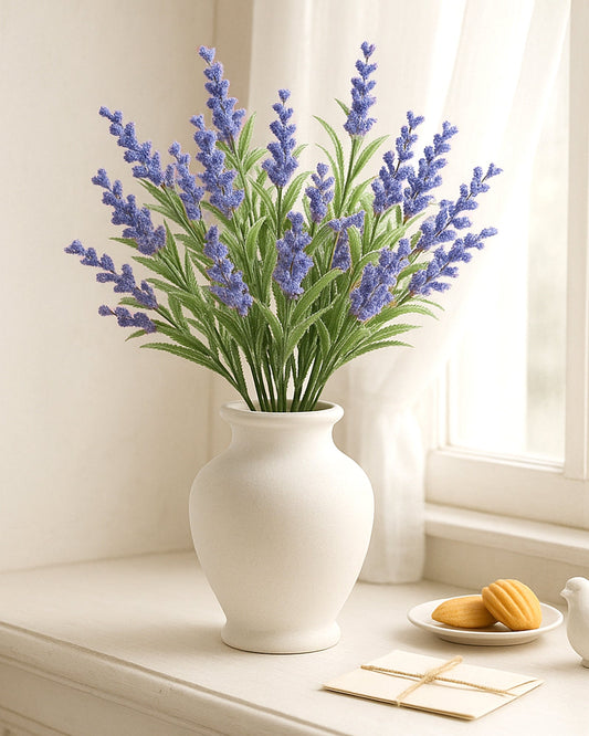 Homesake Artificial Lily of The Valley Flowers for Vase Decoration, White Faux Flower Stems for Home Decor, Table Centerpiece, Bedroom, Living Room, Office, Set of 2, Violet
