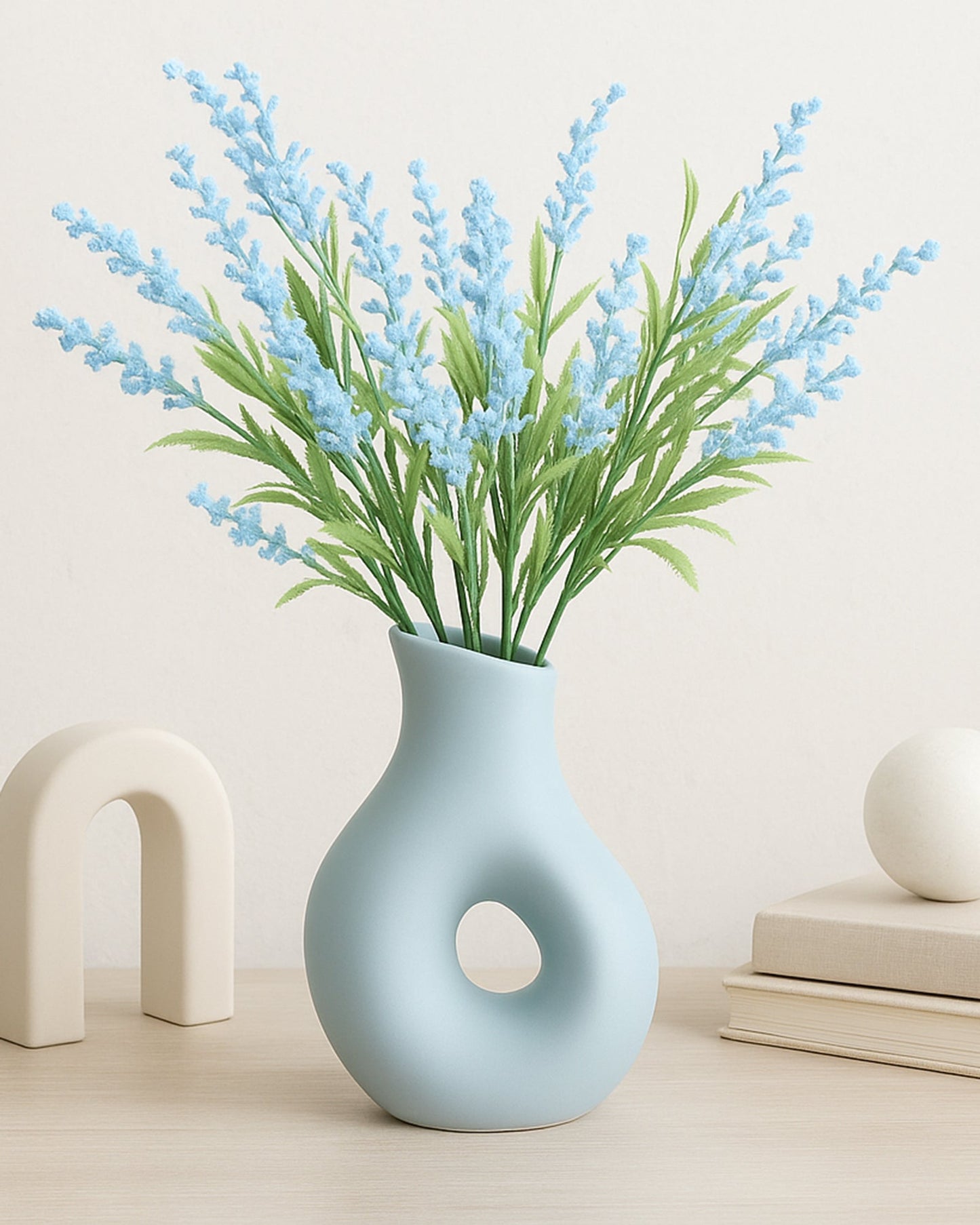 Homesake Artificial Lily of The Valley Flowers for Vase Decoration, White Faux Flower Stems for Home Decor, Table Centerpiece, Bedroom, Living Room, Office, Set of 2, Violet