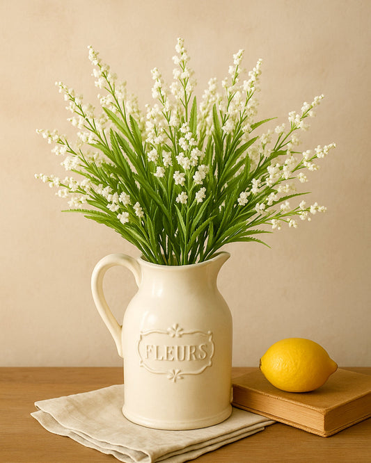 Homesake Artificial Lily of The Valley Flowers for Vase Decoration, White Faux Flower Stems for Home Decor, Table Centerpiece, Bedroom, Living Room, Office, Set of 2, Violet