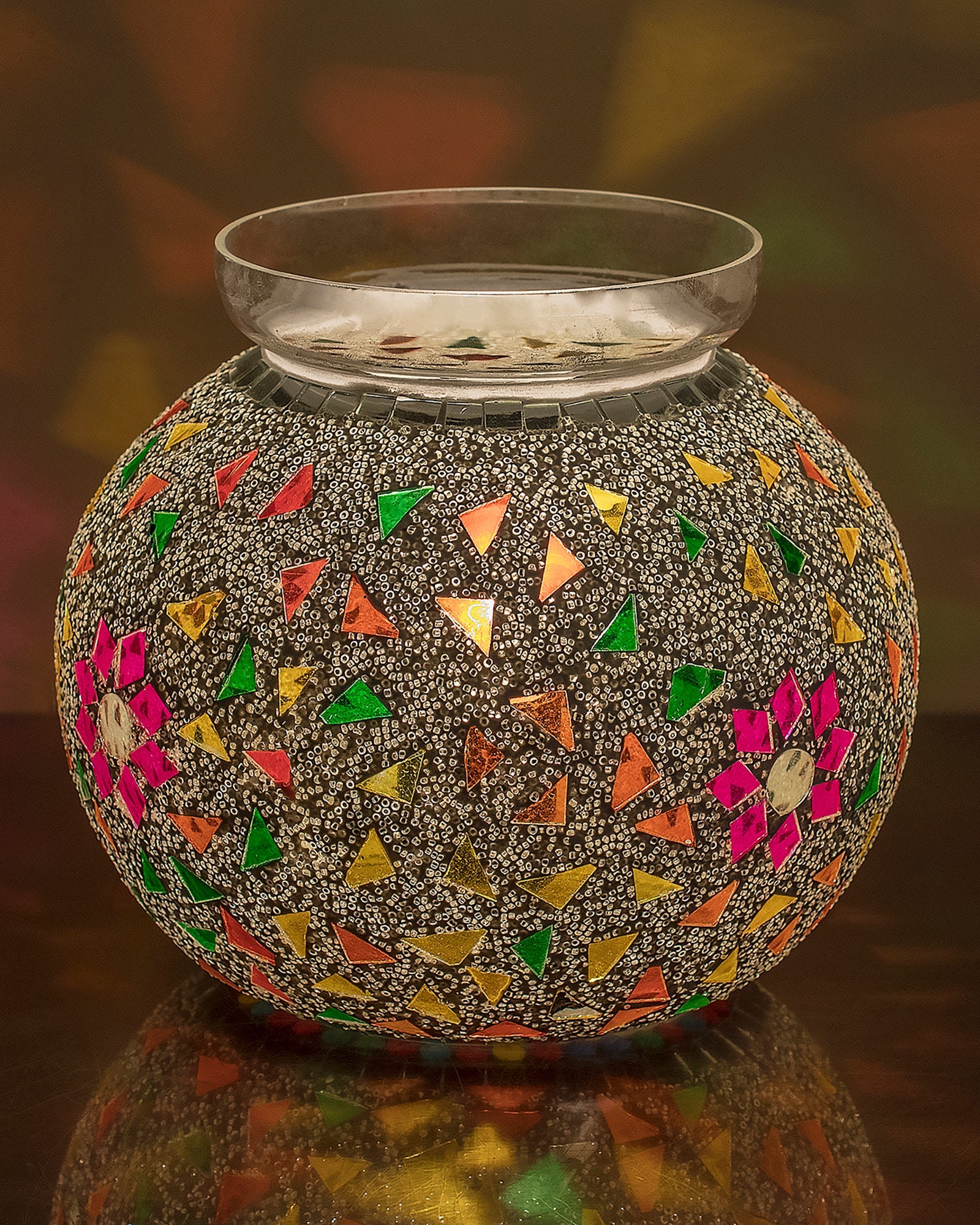 Persian Mosaic Floral Paradise Lamp, Desk Bedside Lamp Multicolor Light