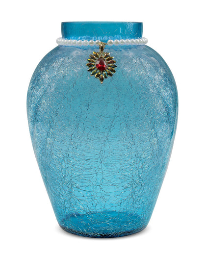 Crackle Flower Pot with Brooch Neck