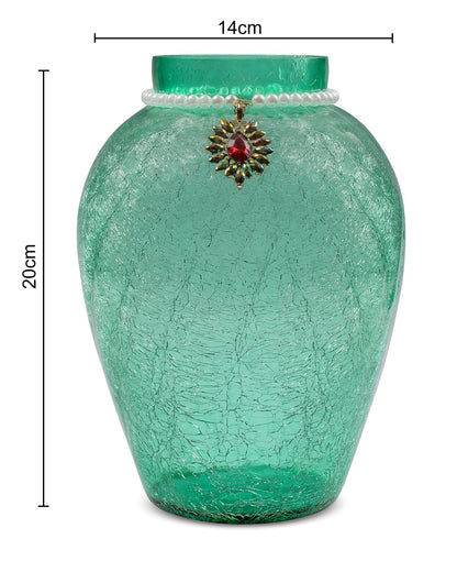 Crackle Flower Pot with Brooch Neck