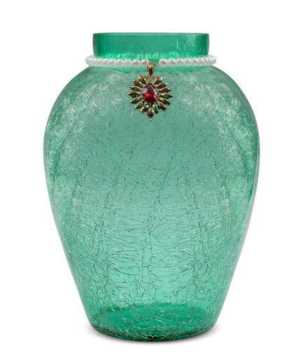 Crackle Flower Pot with Brooch Neck