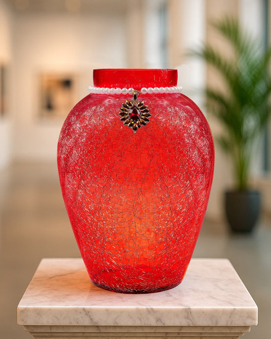 Crackle Flower Pot with Brooch Neck