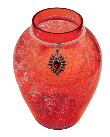 Crackle Flower Pot with Brooch Neck