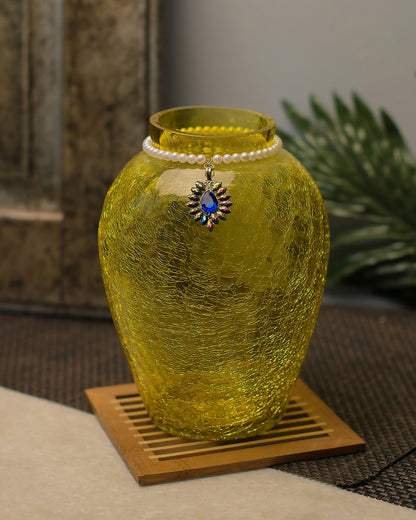 Crackle Flower Pot with Brooch Neck