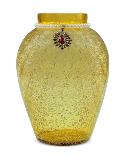 Crackle Flower Pot with Brooch Neck