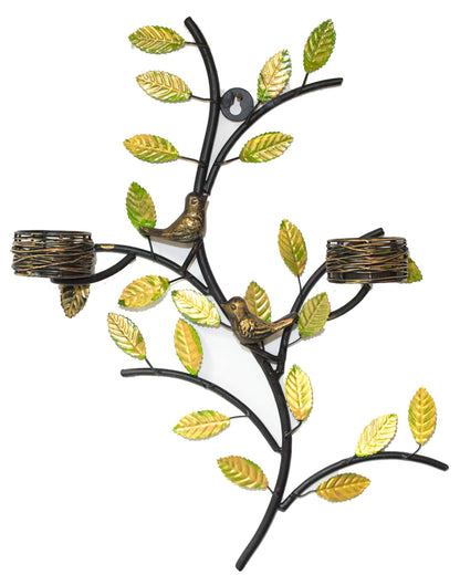 Tree with Bird Nest Votive Stand Blue, Wall Candle holder and Tealight candles