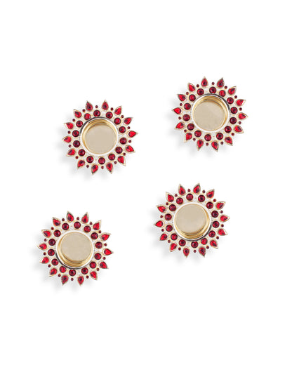 Crystal Diya with T-Light- Set of Four,candle holder stand with free candle