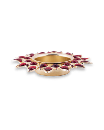 Crystal Diya with T-Light- Set of Four,candle holder stand with free candle