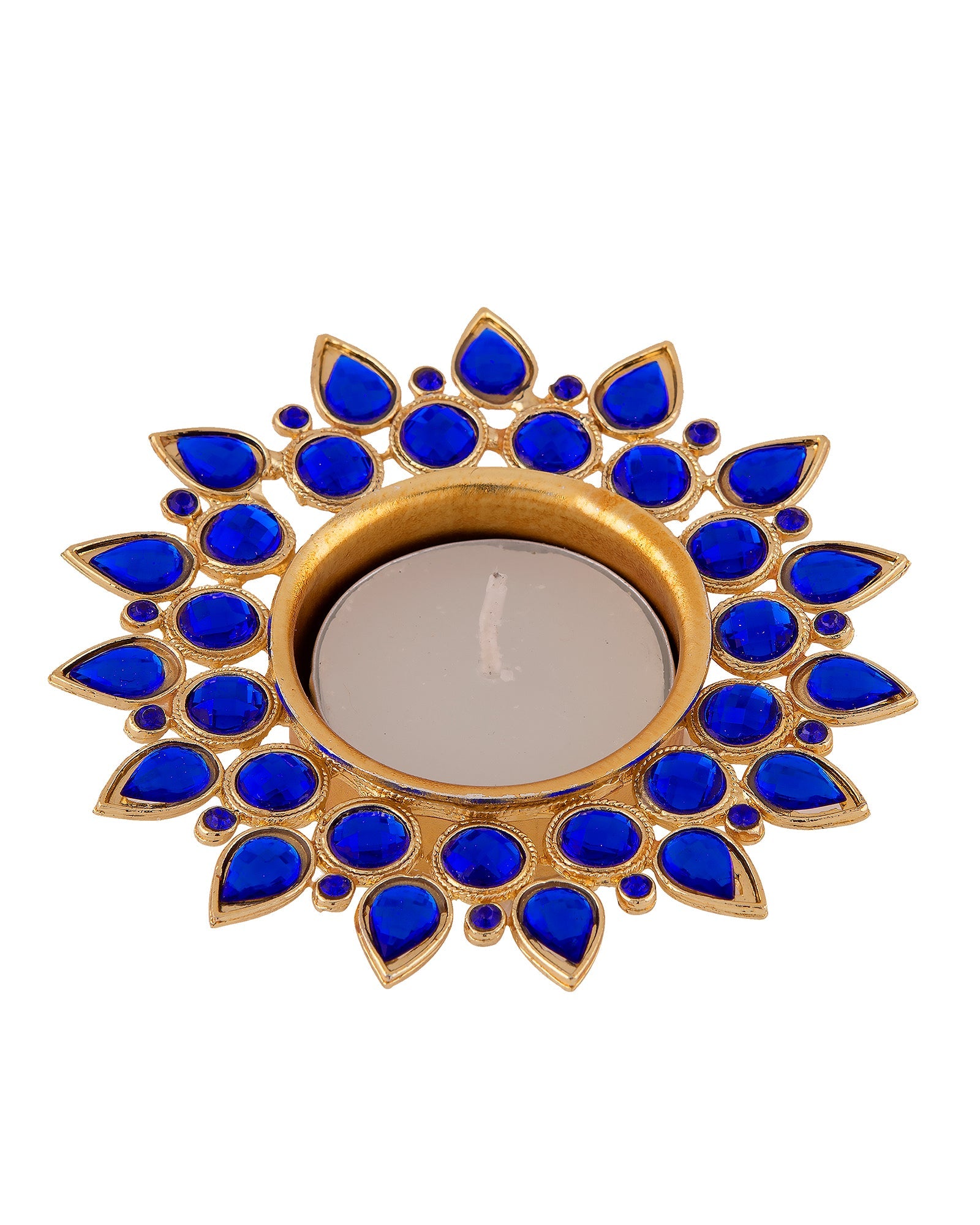 Crystal Diya with T-Light- Set of Four,candle holder stand with free candle
