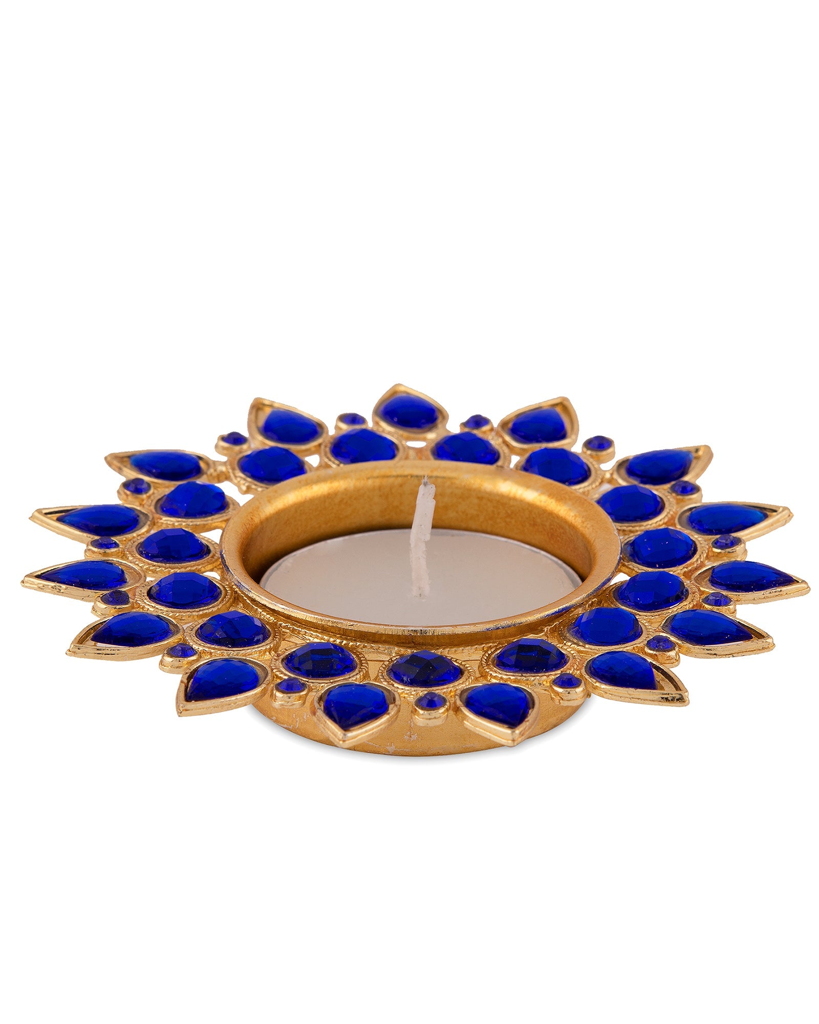 Crystal Diya with T-Light- Set of Four,candle holder stand with free candle