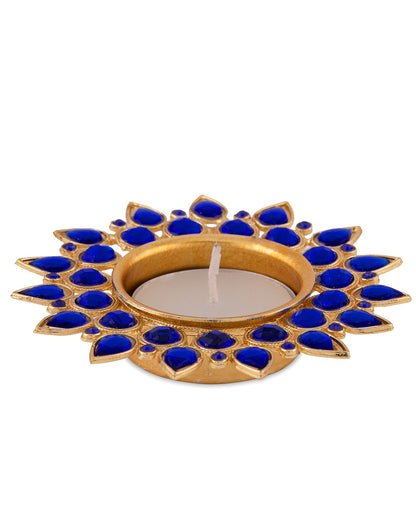 Crystal Diya with T-Light- Set of Four,candle holder stand with free candle