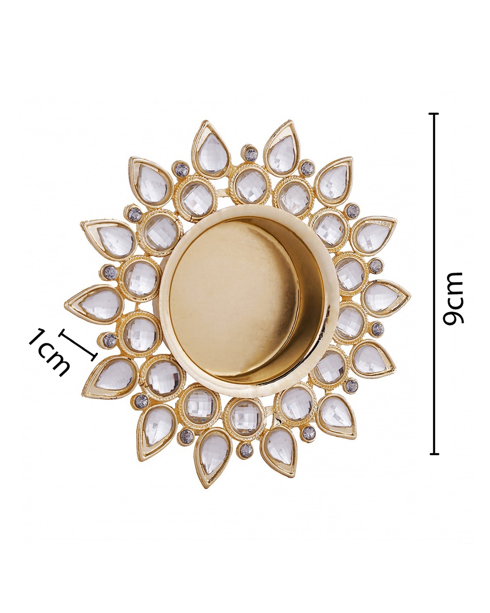 Crystal Diya with T-Light- Set of Four,candle holder stand with free candle
