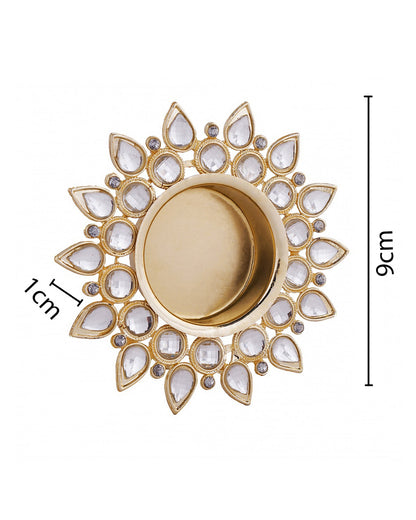 Crystal Diya with T-Light- Set of Four,candle holder stand with free candle