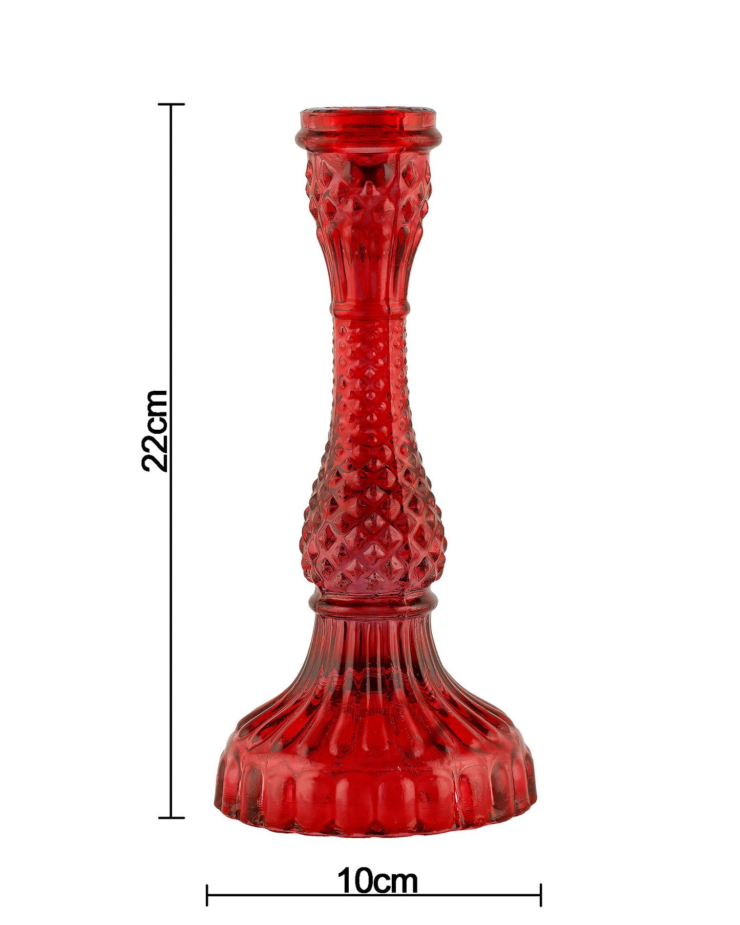 Solid Glass candle Stand Carved  (Set of 2)