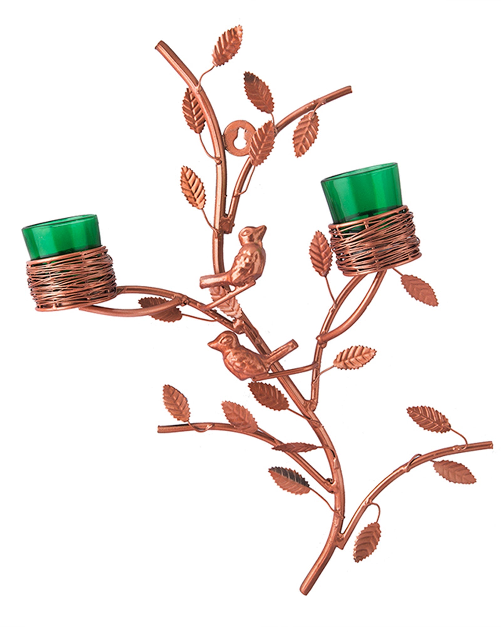 Copper Tree with Bird Nest Votive Stand , Wall Candle Holder and Tealight Candles, Rose Gold