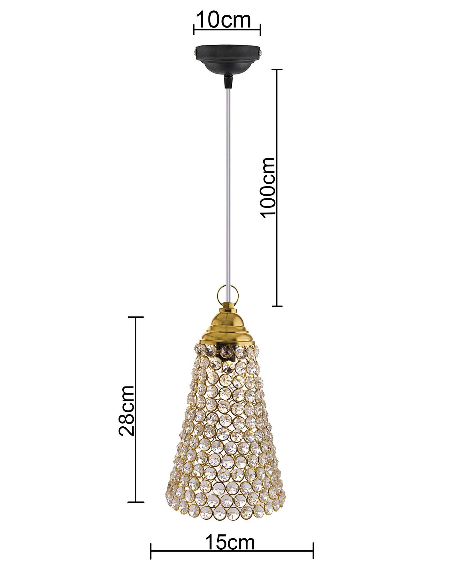 Homesake® Crystal Hanging Pendant Inverted Cone, Hanging Lamp Fixtures, Restaurant Lights, Hanging Lights for Ceiling, Decorative Lights for Home, Ceiling Lights for Living Room