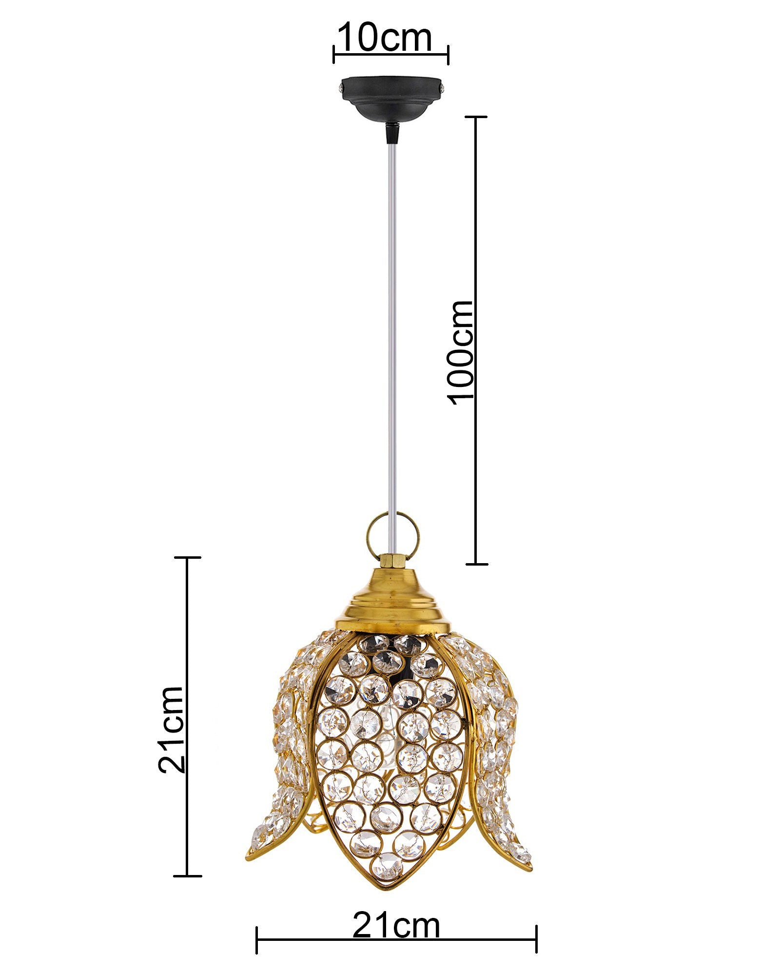 Crystal Pendant Light | Modern LED Ceiling Fixture | Chandelier Style | Warm White | Stylish Interior Lighting | Living Room, Bedroom, Dining Room Light | Contemporary Home Decor (Golden)