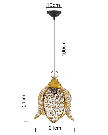 Crystal Pendant Light | Modern LED Ceiling Fixture | Chandelier Style | Warm White | Stylish Interior Lighting | Living Room, Bedroom, Dining Room Light | Contemporary Home Decor (Golden)