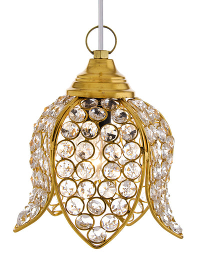 Crystal Pendant Light | Modern LED Ceiling Fixture | Chandelier Style | Warm White | Stylish Interior Lighting | Living Room, Bedroom, Dining Room Light | Contemporary Home Decor (Golden)