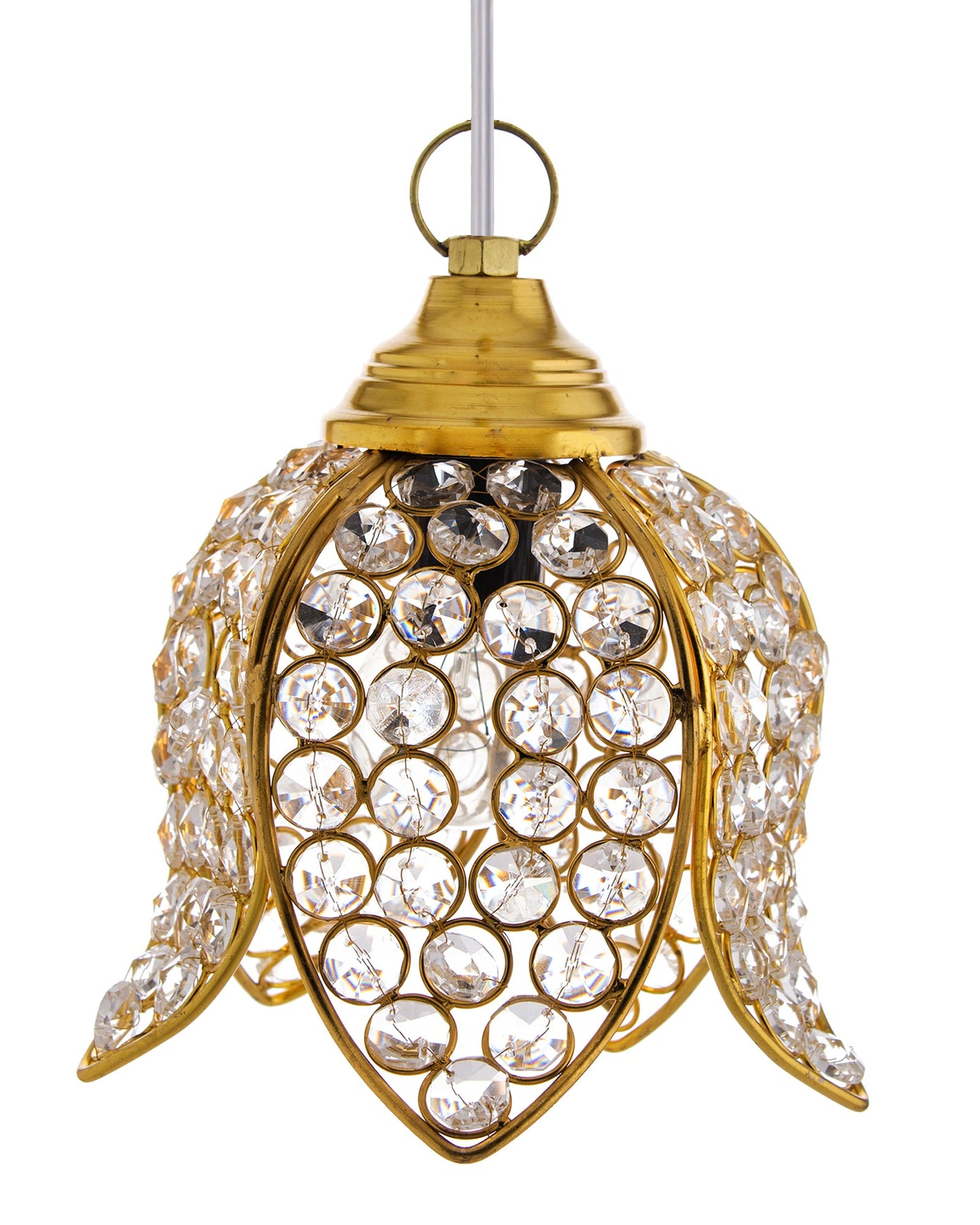Crystal Pendant Light | Modern LED Ceiling Fixture | Chandelier Style | Warm White | Stylish Interior Lighting | Living Room, Bedroom, Dining Room Light | Contemporary Home Decor (Golden)