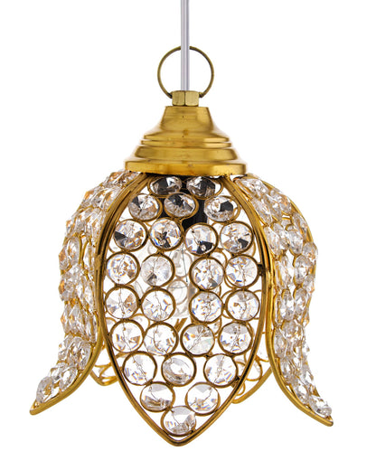 Crystal Pendant Light | Modern LED Ceiling Fixture | Chandelier Style | Warm White | Stylish Interior Lighting | Living Room, Bedroom, Dining Room Light | Contemporary Home Decor (Golden)