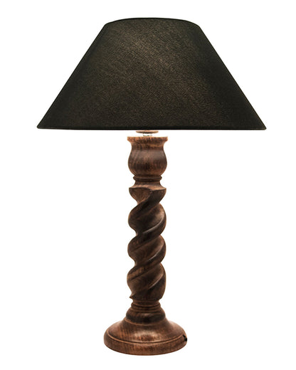 Classic Black Twister Table Lamp With Green Shade