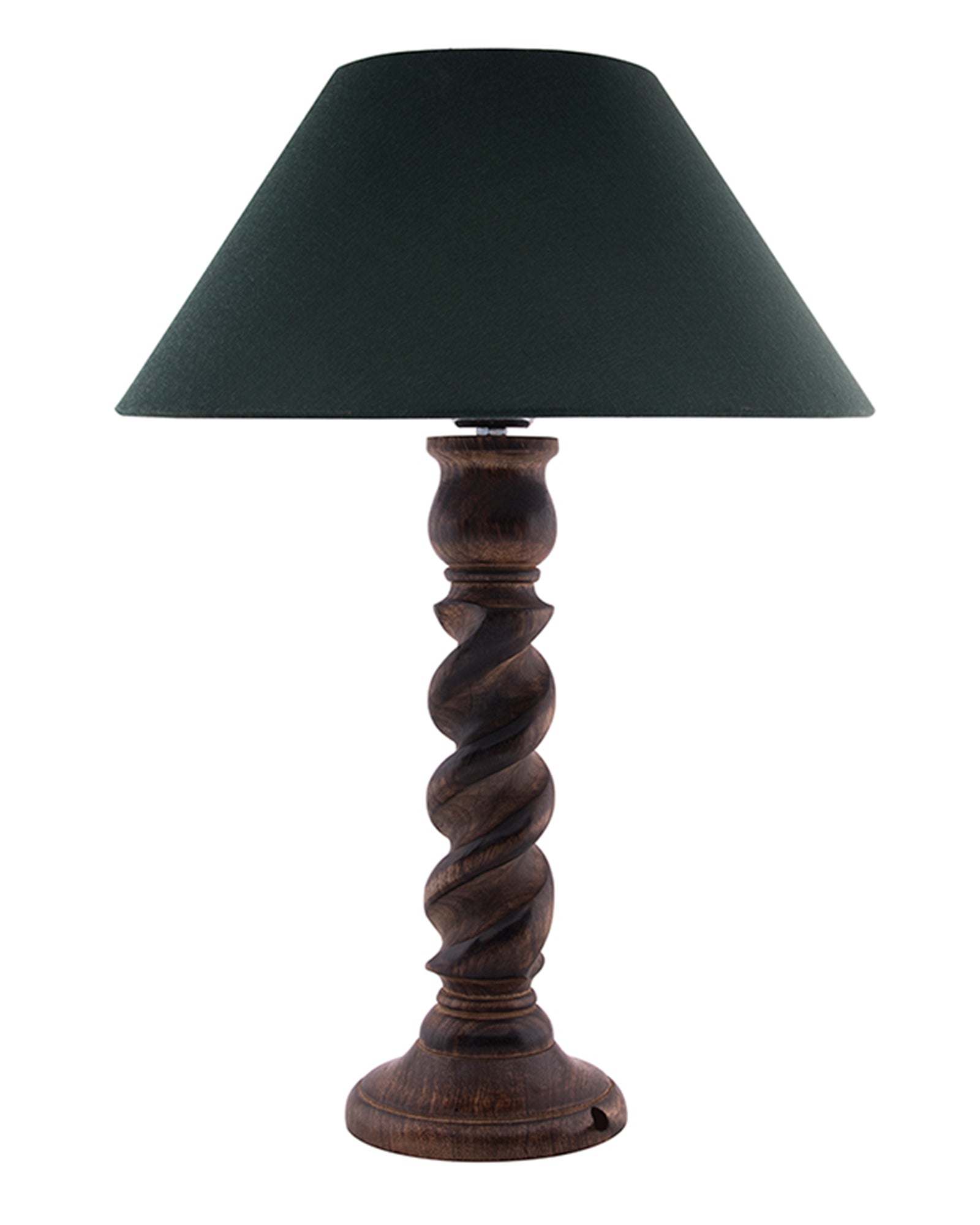 Classic Black Twister Table Lamp With Green Shade