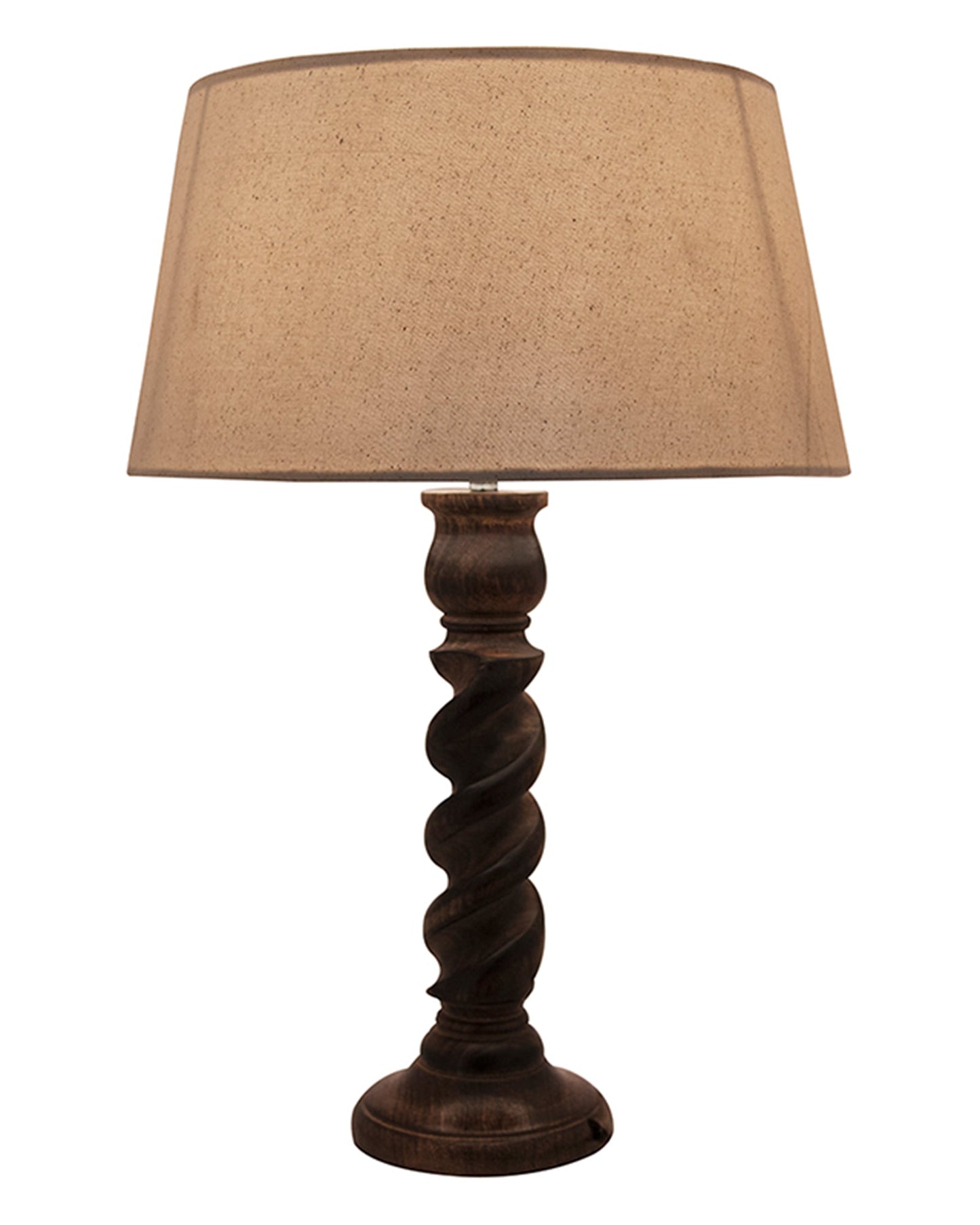 Classic Black Twister Table Lamp With Green Shade