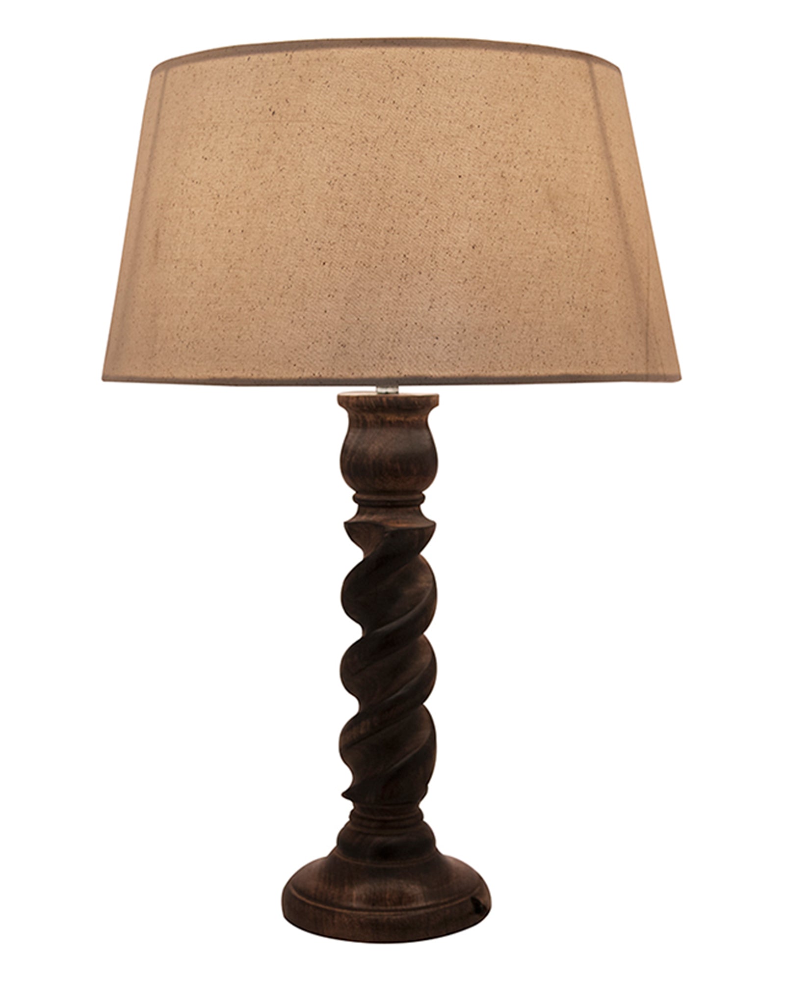 Classic Black Twister Table Lamp With Green Shade