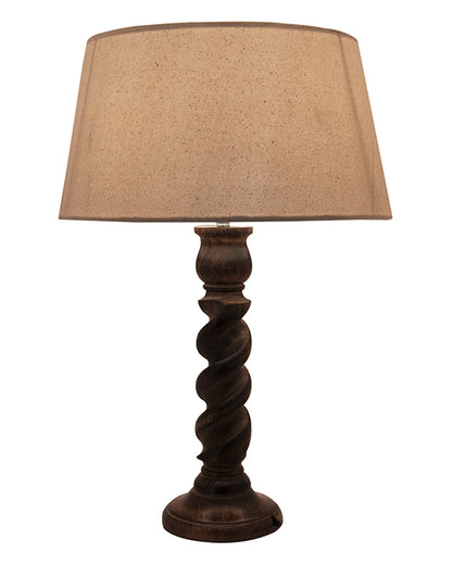 Classic Black Twister Table Lamp With Green Shade