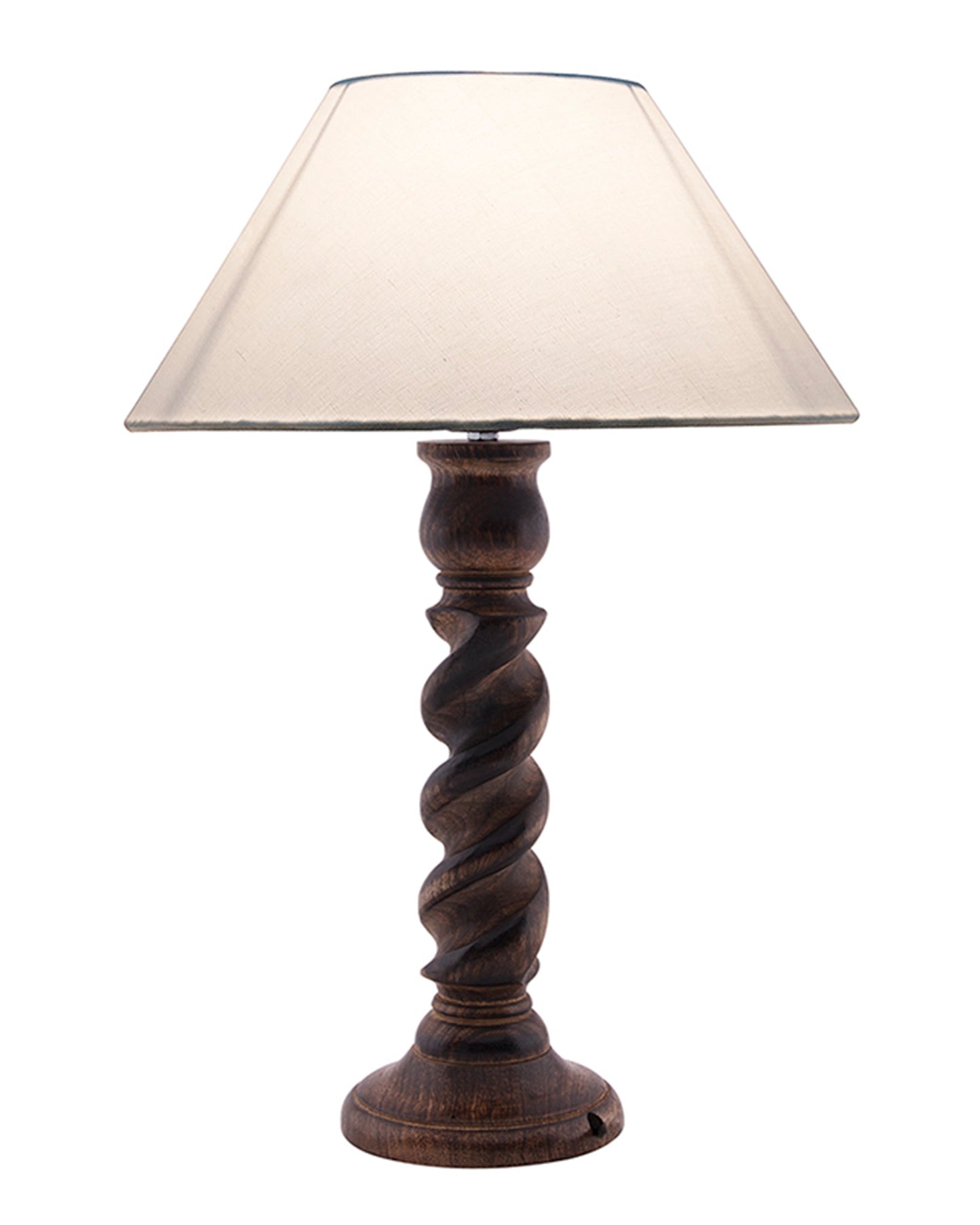 Classic Black Twister Table Lamp With Green Shade