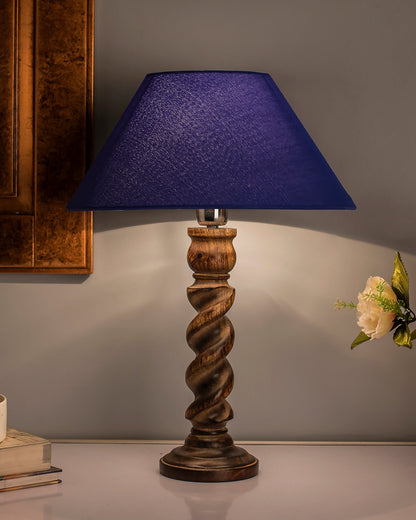 Classic Black Twister Table Lamp With Green Shade