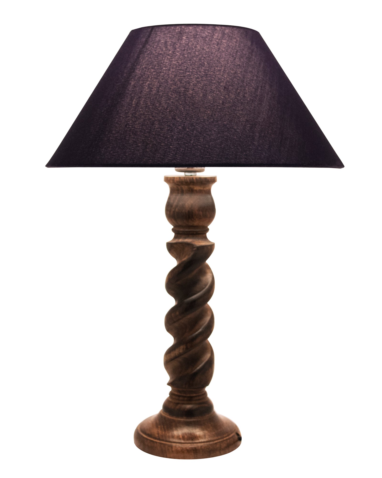 Classic Black Twister Table Lamp With Green Shade